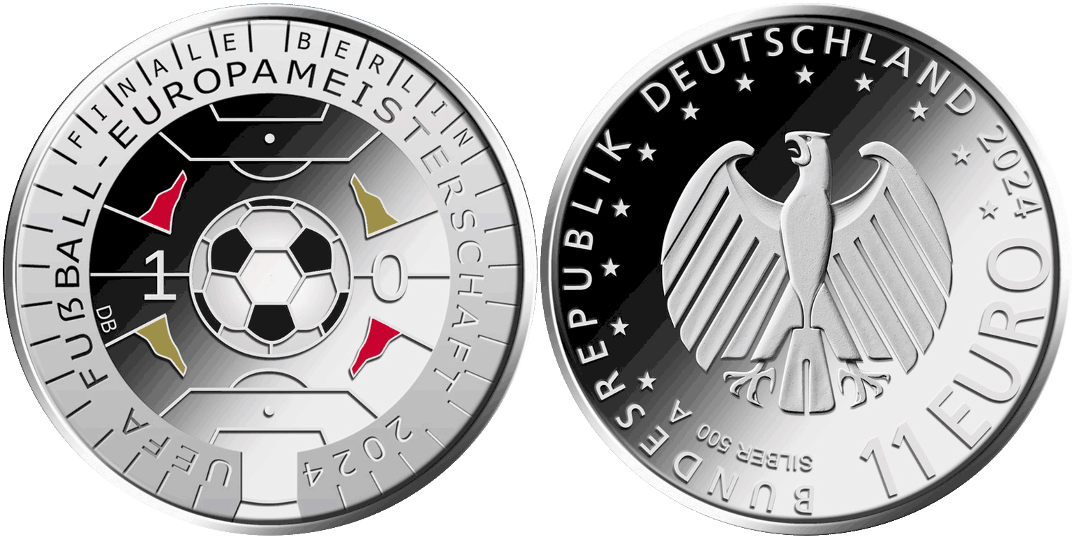 11 Euro Münze UEFA Fußball-Europameisterschaft 2024 - Muenzen.eu