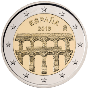 2 Euro Aquädukt Segovia Spanien 2016