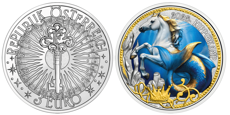 3 Euro Hippokamp Österreich 